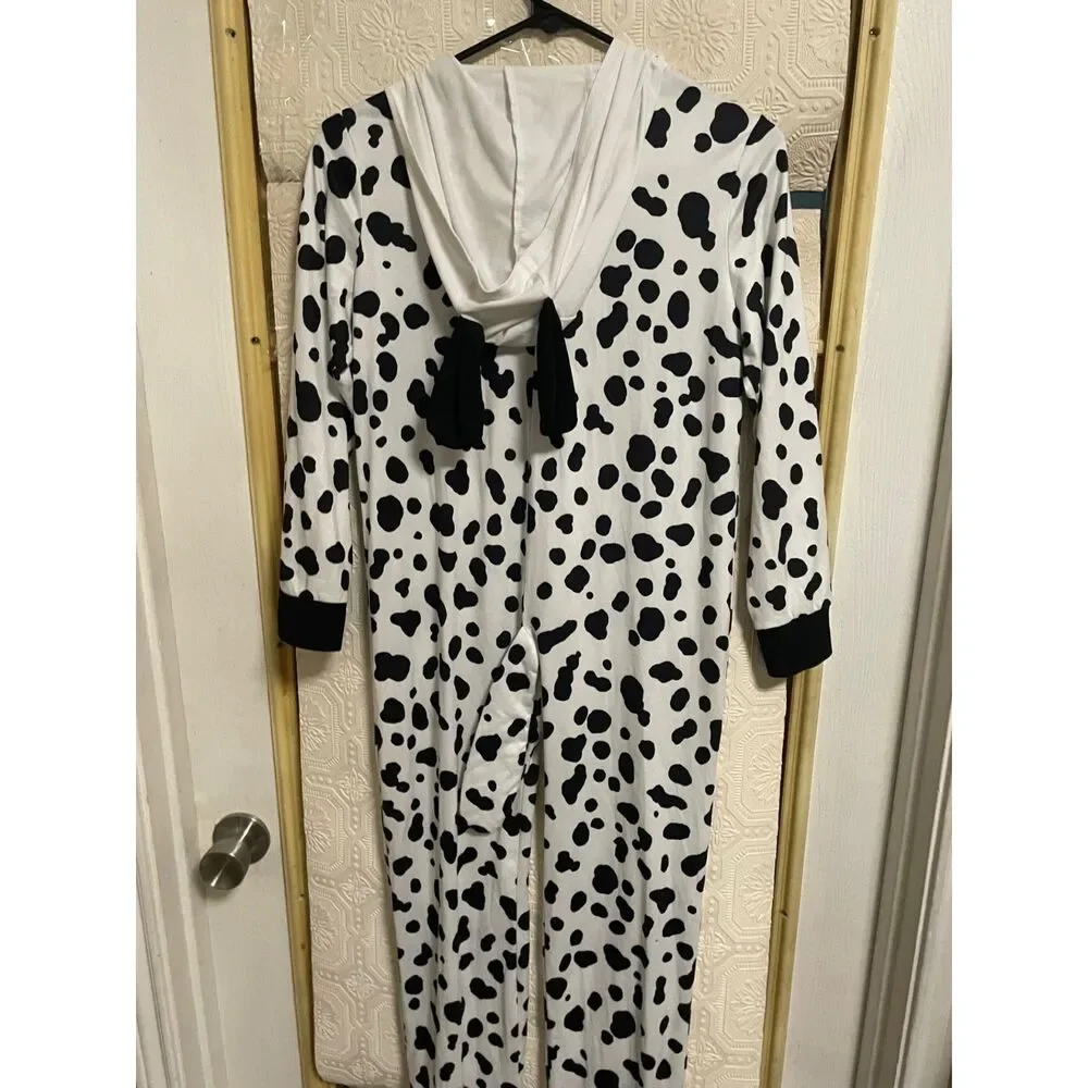 Child's size 9-10Y black and white spotted cow costume